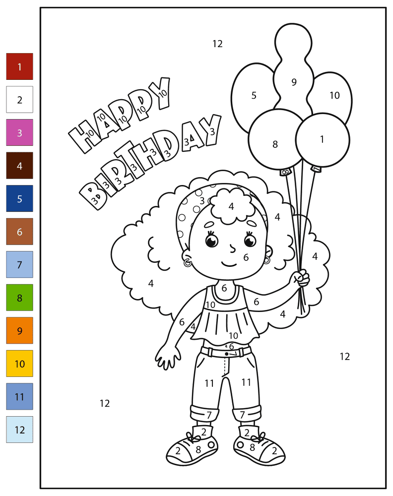 Happy Birthday 33 Color By Number Coloring Page Md Coloring Page — Free Printable — free printable coloring page